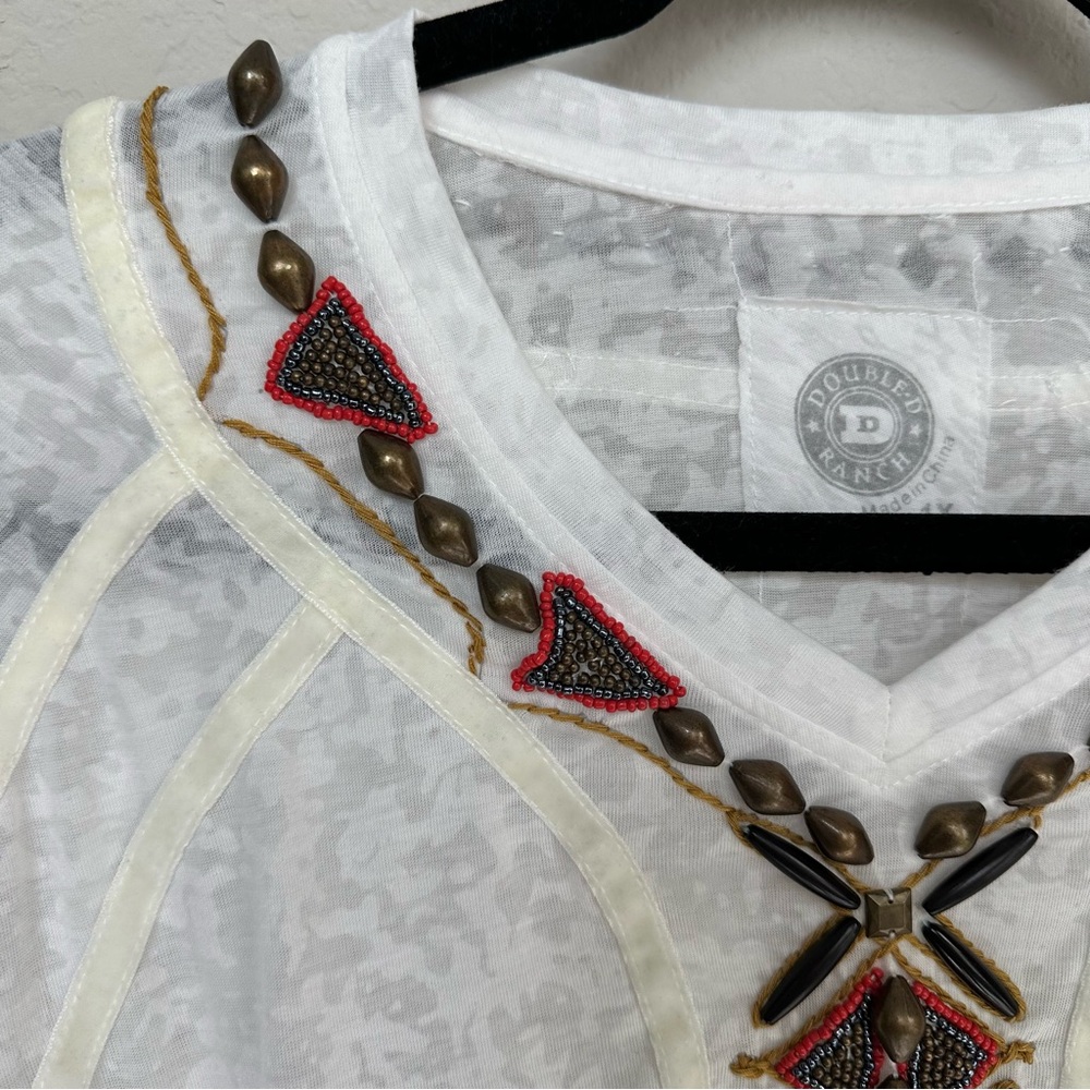 Double D Ranch Sheer Embellished and Beaded Long Sleeve Tunic 1X - Picture 3 of 12